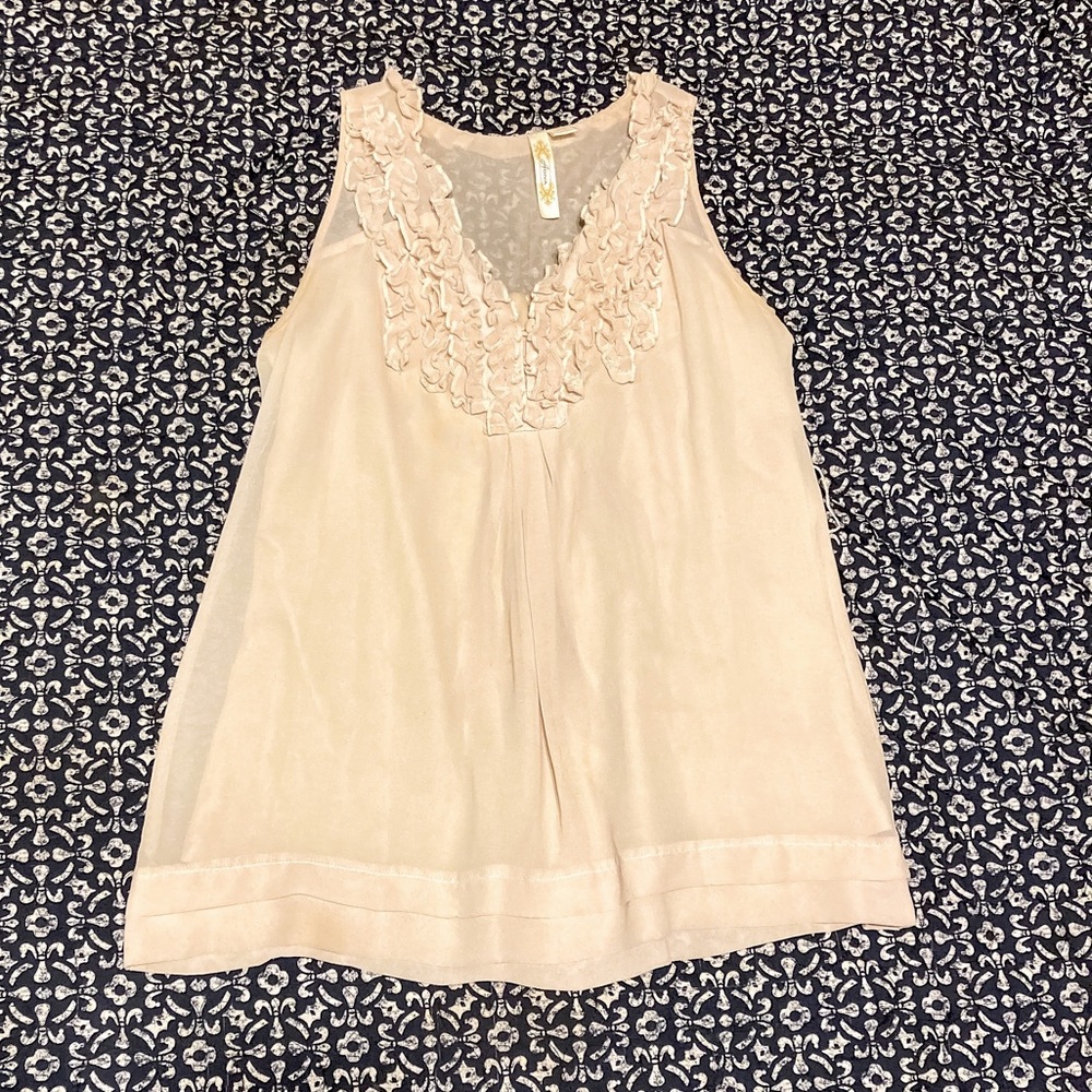 Womens Loose Frilly Ruffle Sleeveless Blouse